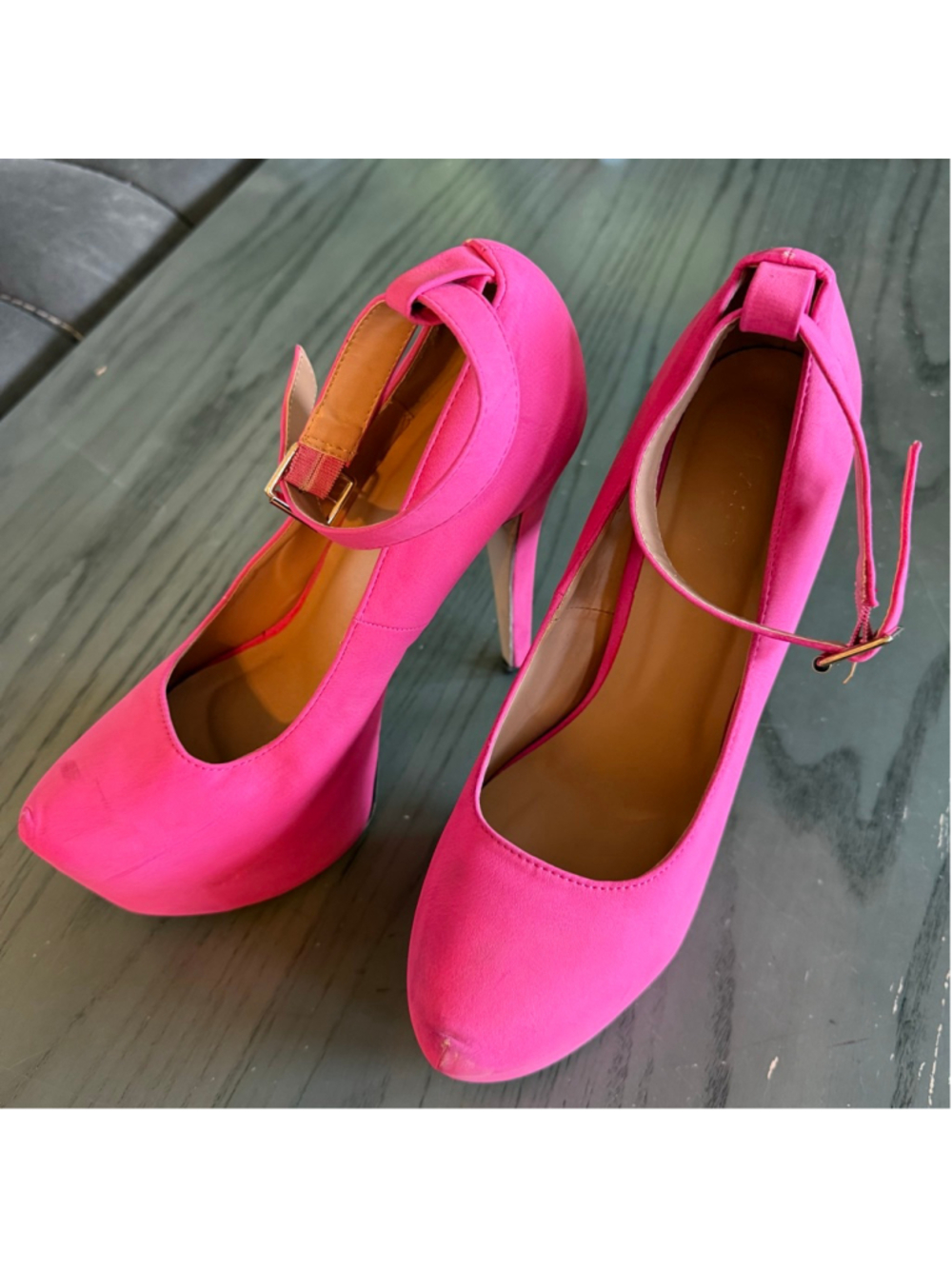 Women’s Hot Pink Ankle Strap Stiletto High Heels Pumps Size 10 Party Shoes